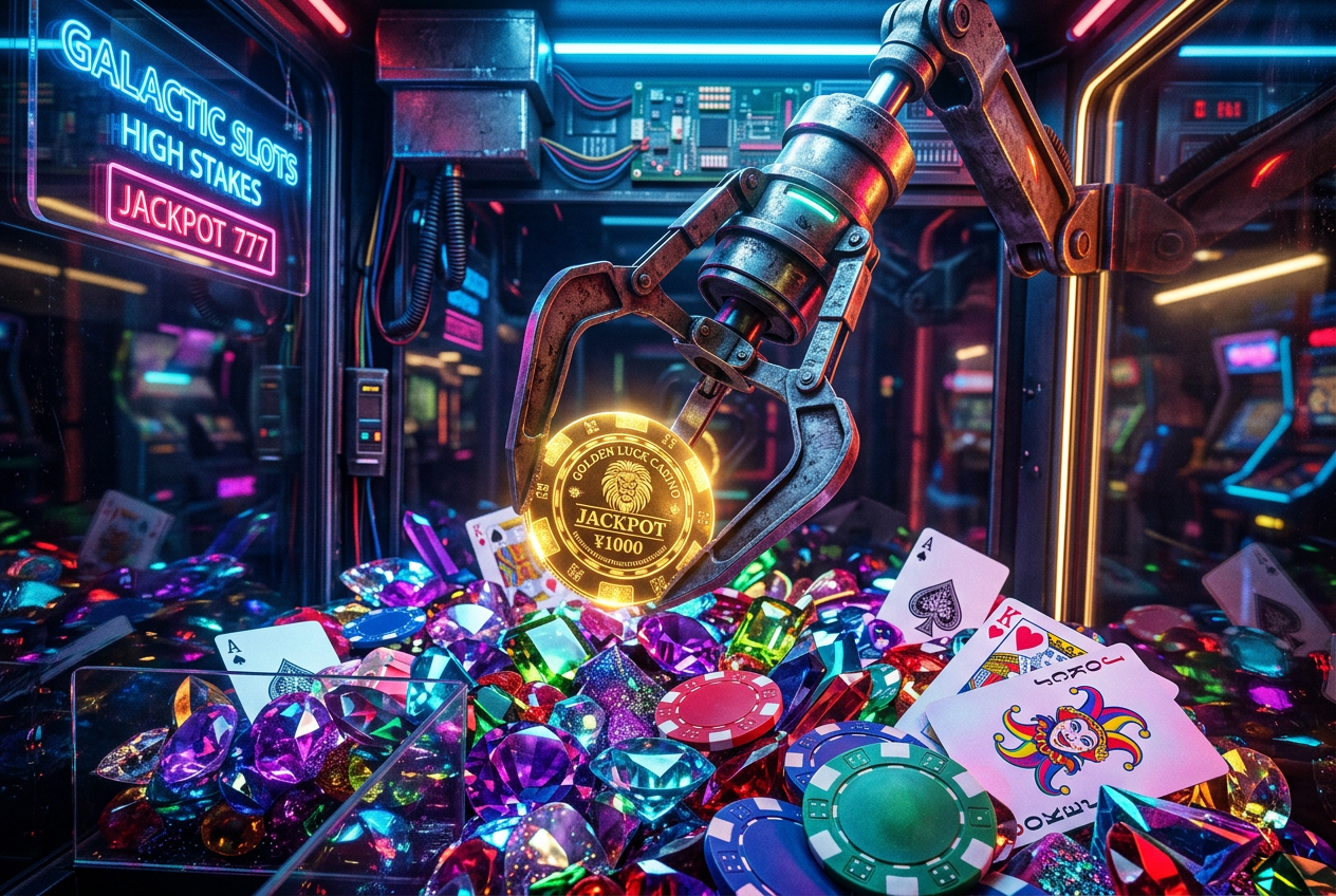 Mechanical arcade claw arm grabbing a gold coin, symbolising the Bonus Crab feature in online casinos