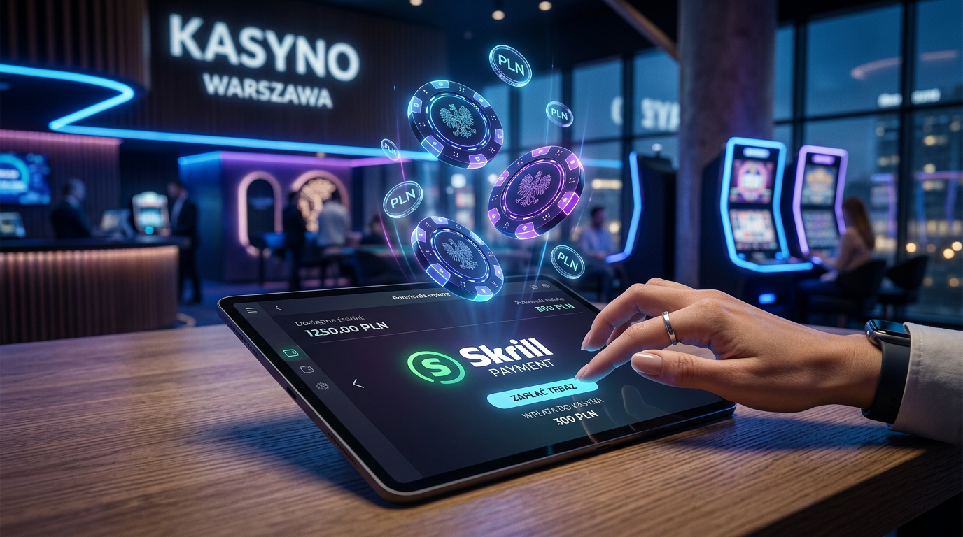 Futurystyczny interfejs płatności Skrill w kasynie online 2026